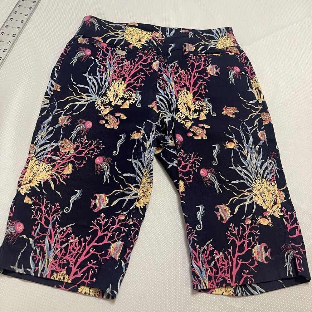 Lulu B Navy Blue Tropical Fish Capri Size 12